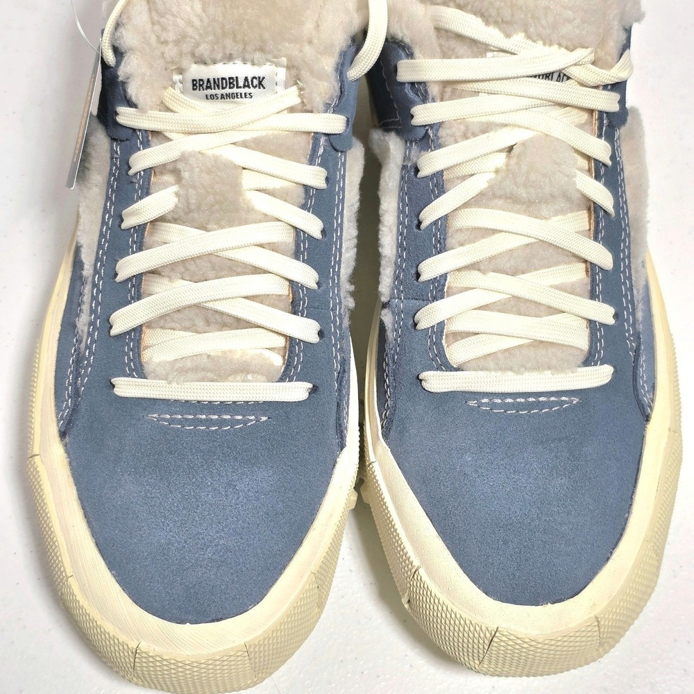 BRANDBLACK Bravo Faux Shearling Sneakers Womens Sz 9 Blue Leather Vibram $180 - Picture 8 of 12